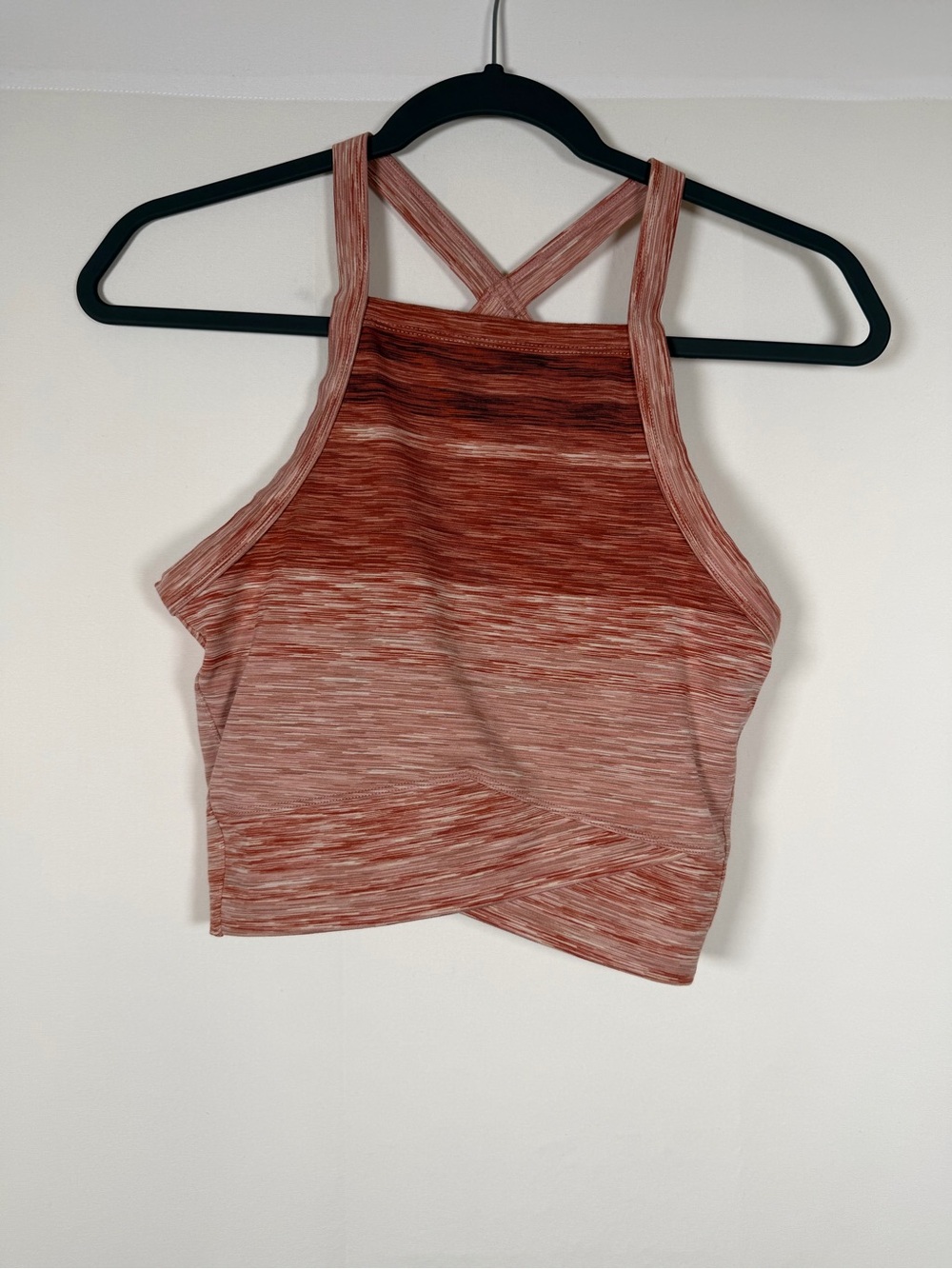 Prana Heathered Rust-Red Crossover Crop‎ Tank